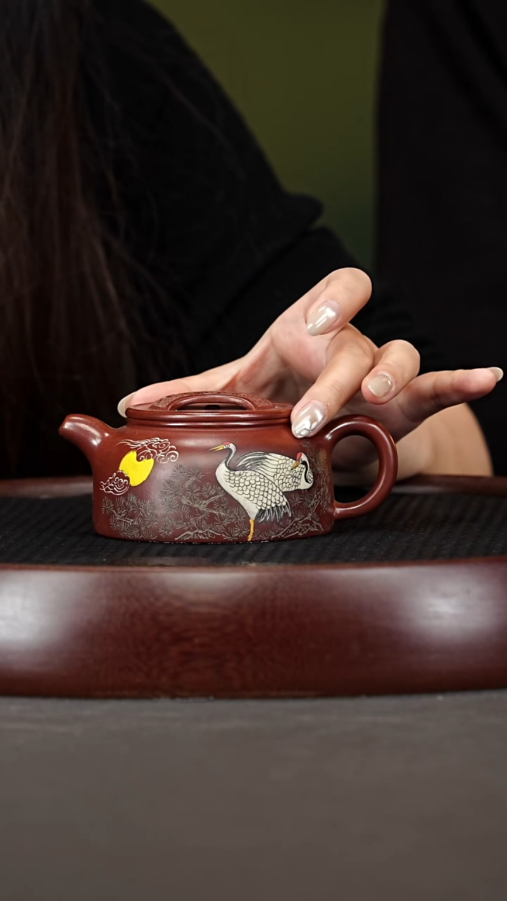 茶壶紫砂24PHJ牛盖莲子 龙血砂200cc