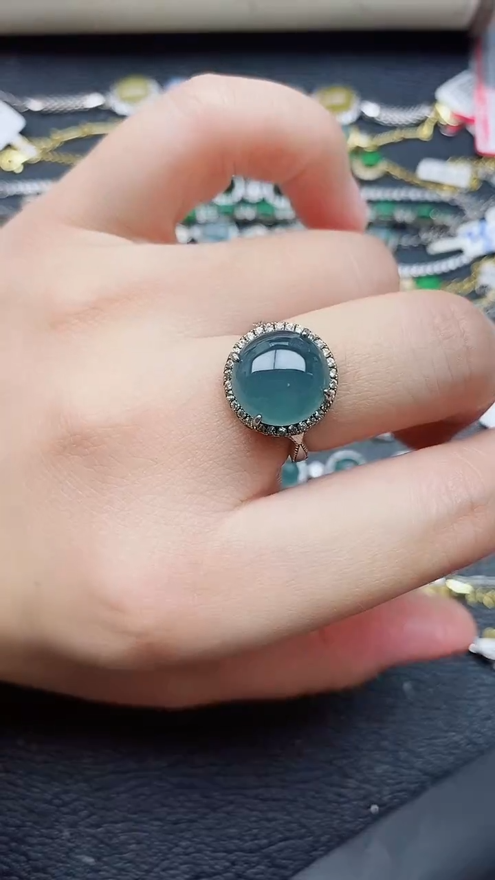 银S925镶嵌戒指翡翠1