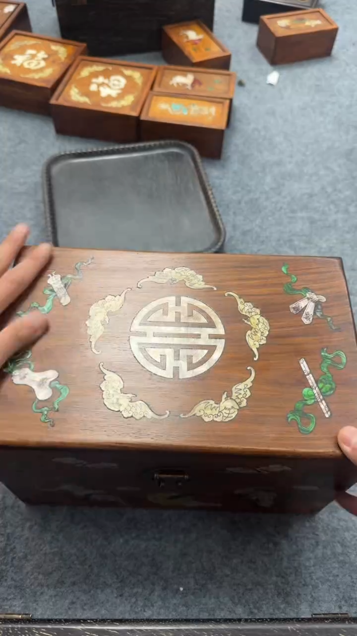 木紫檀花梨木一物一拍五福箱30公分