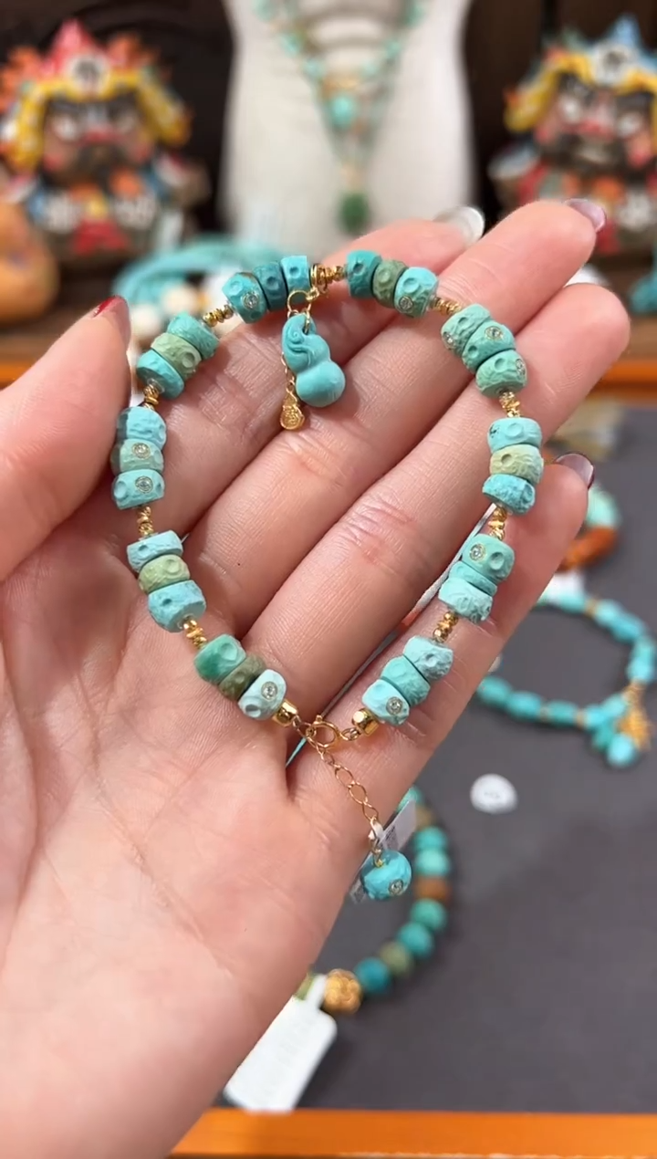 【闪购商品】绿松石手链18K金镶嵌绿松石手链