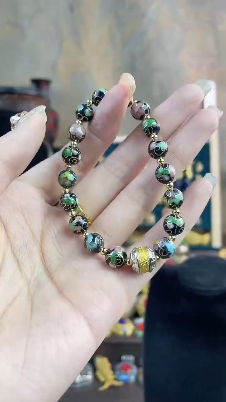 非遗手工景泰蓝手串0.8黑色