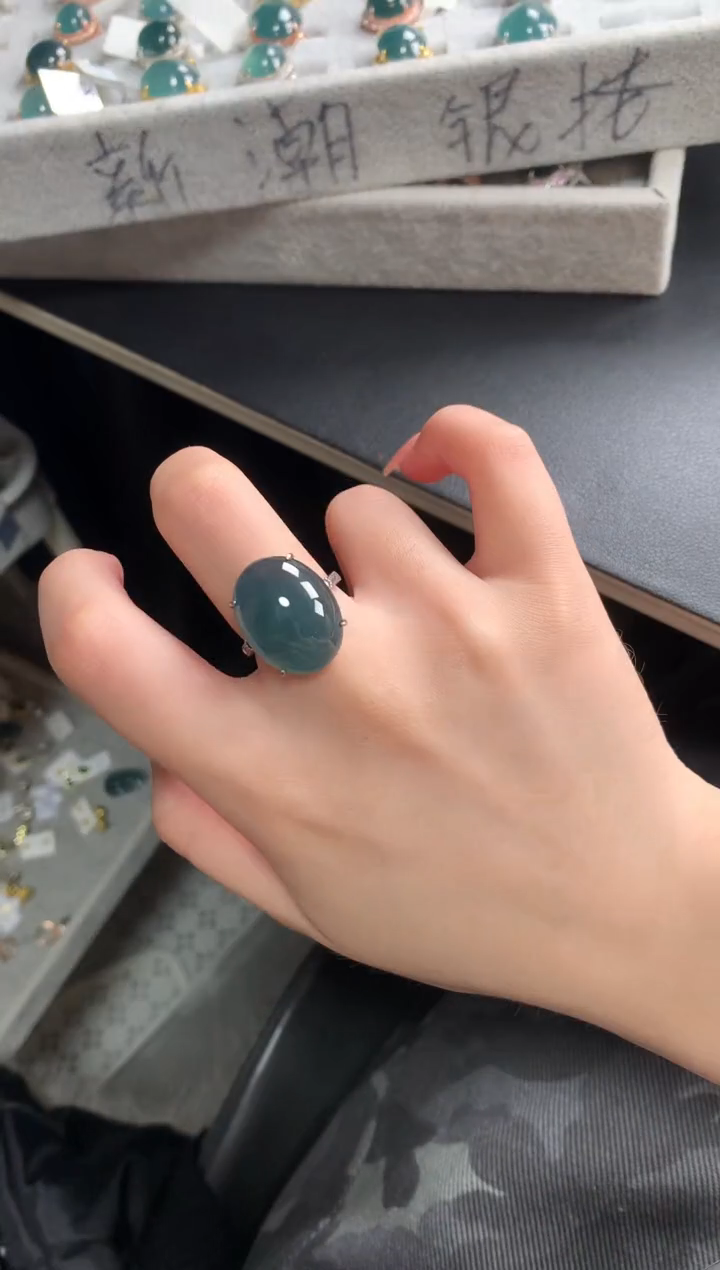 【闪购商品】翡翠戒指银S925镶嵌6431