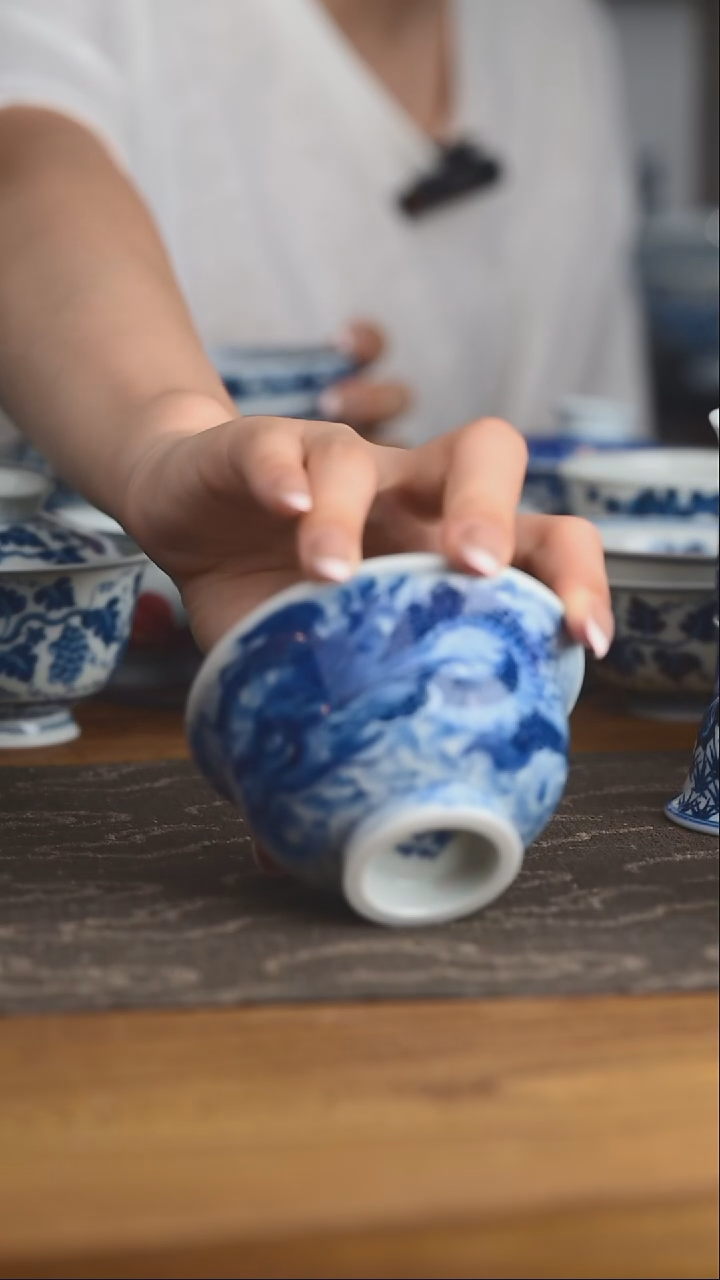 杯子青花云龙纹压手80cc