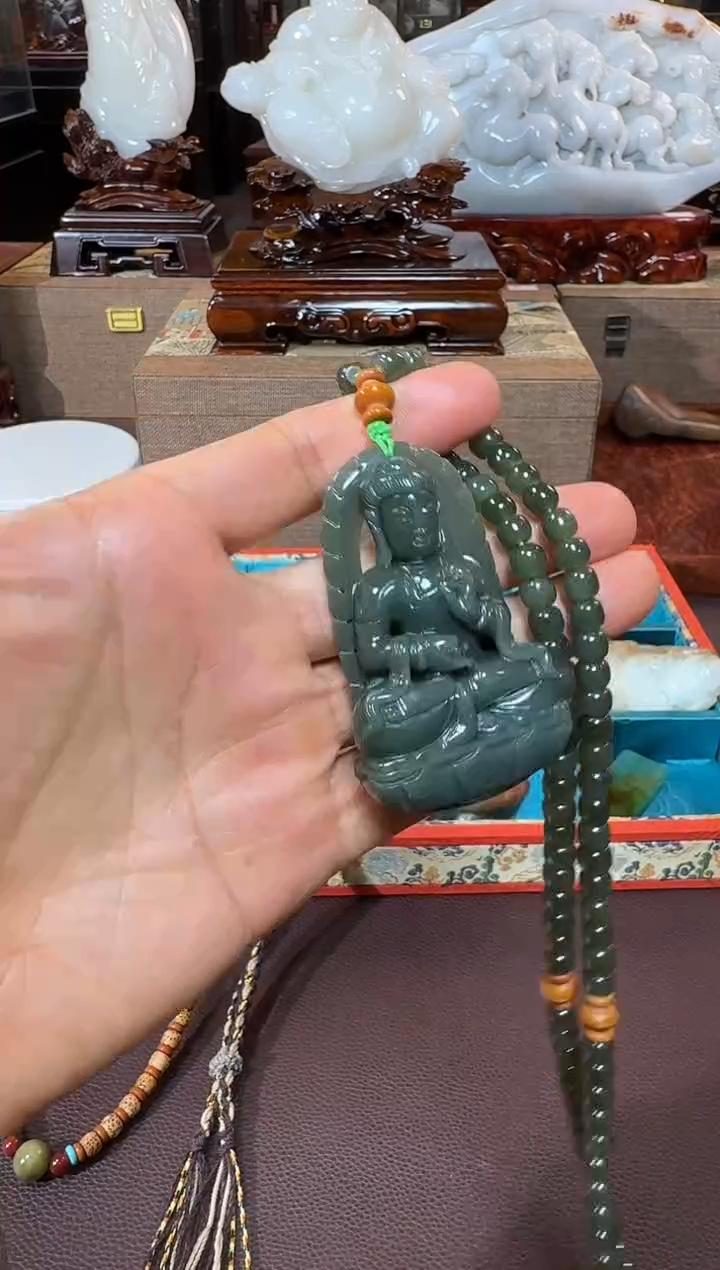 颈饰未镶嵌和田玉观音挂件