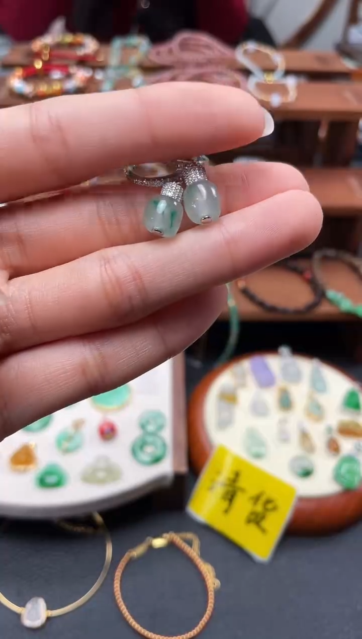 【闪购商品】石英质玉耳饰银S925镶嵌2个  JK315