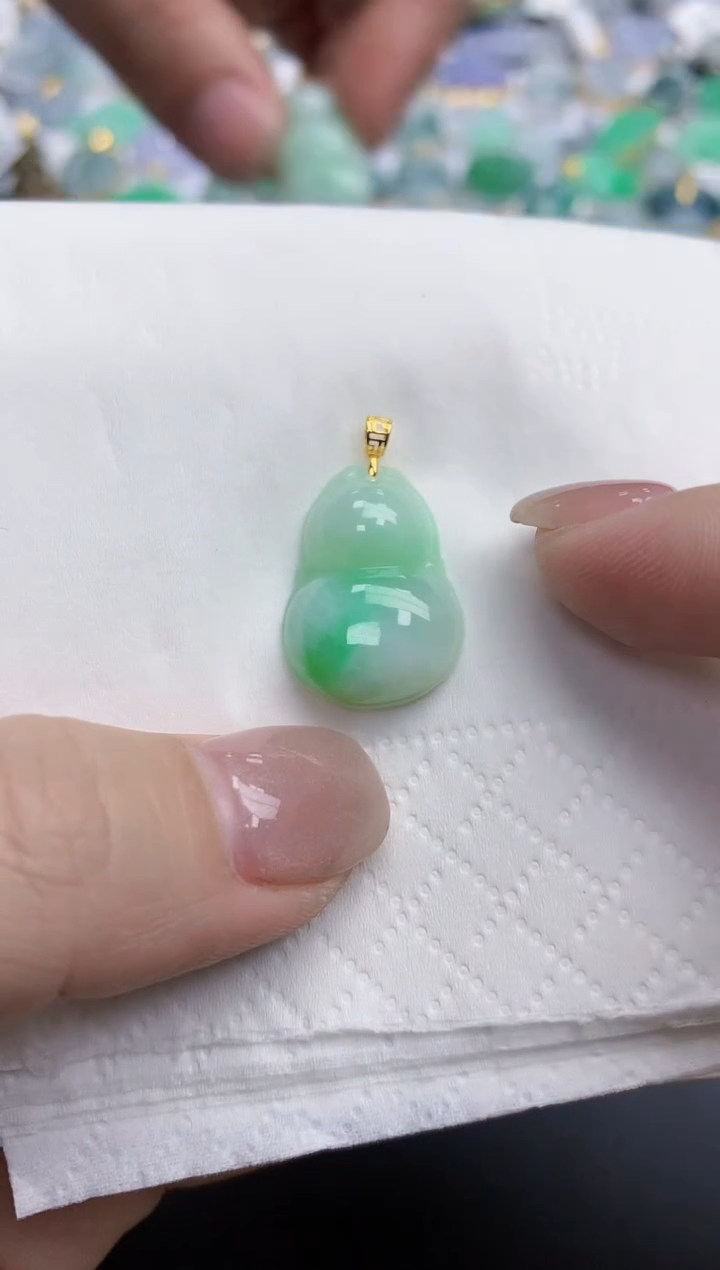 【闪购商品】翡翠颈饰18K金镶嵌天然缅甸翡翠A货