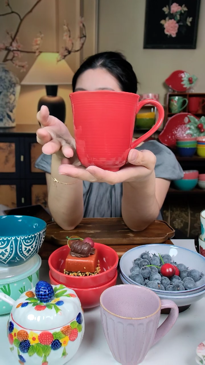 陶瓷红瓷 马克杯 350毫升 两只装