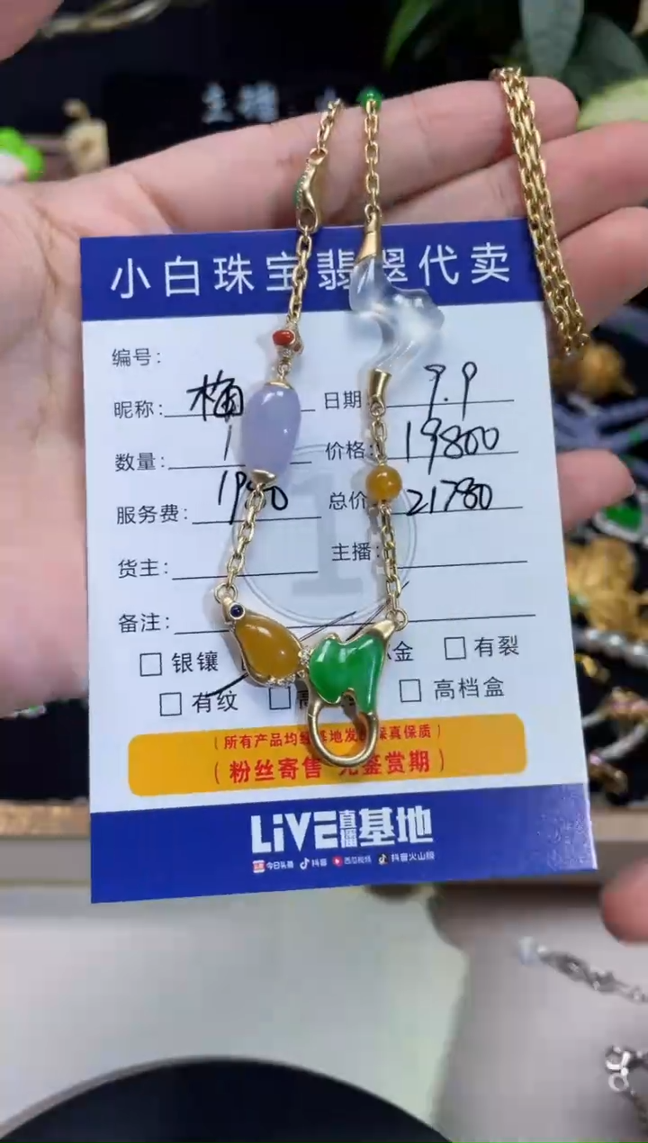 套链18K金镶嵌翡翠梅**春套链