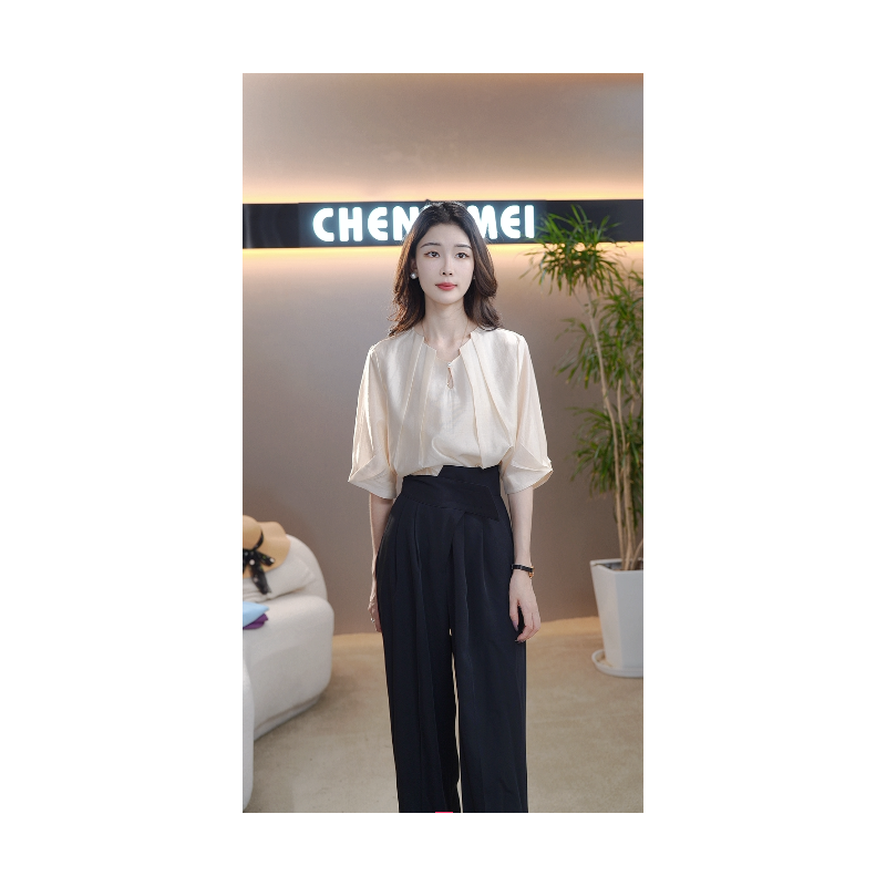 CYM841气质短袖衬衫女夏款2024新款夏季衬衣小衫