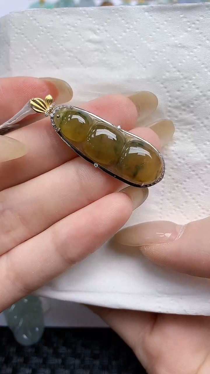 【闪购商品】翡翠颈饰18K金镶嵌天然A货翡翠 