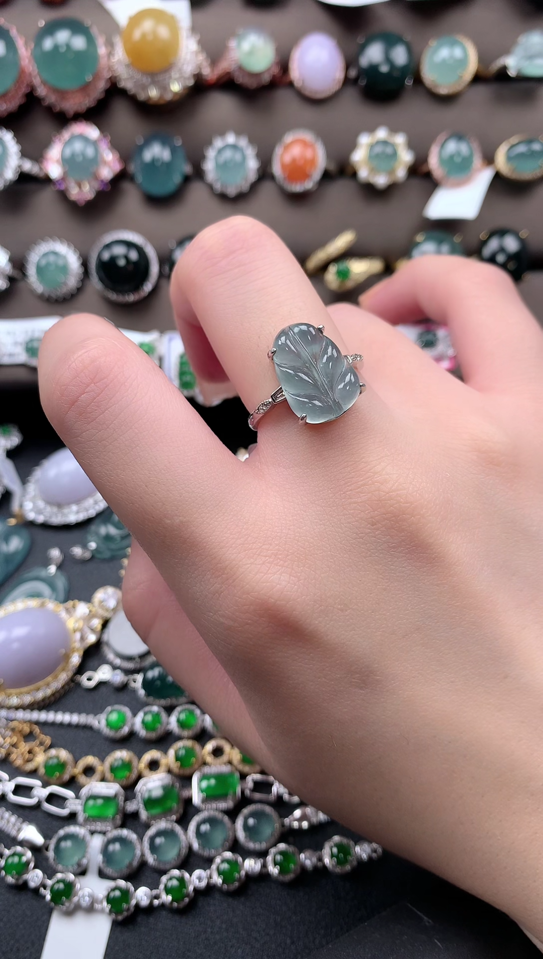 【闪购商品】翡翠戒指银S925镶嵌52141