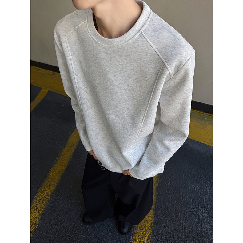 【现货+送运费险】秋冬纯色常规拼接长袖男女卫衣T恤秋冬季加厚