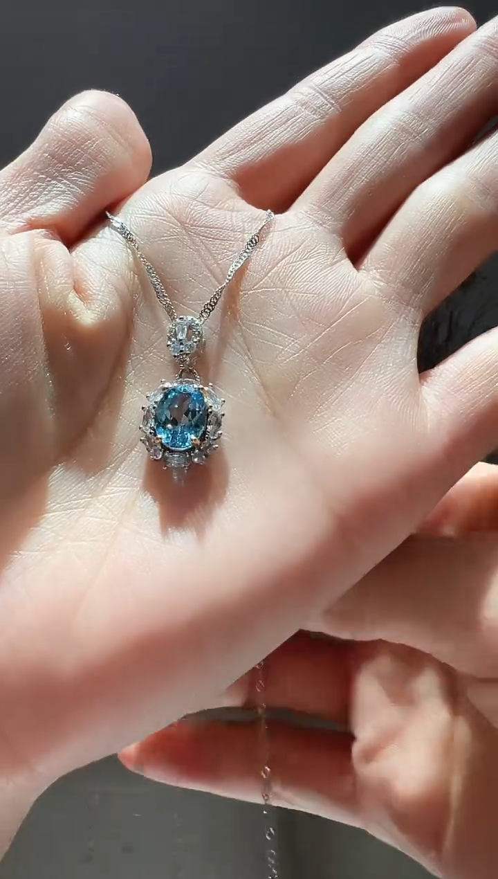 【闪购商品】托帕石吊坠(赠链)银S925镶嵌85】