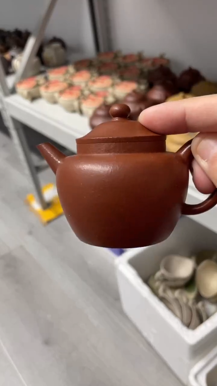 茶壶紫砂猫**喵朱泥小巨轮壶