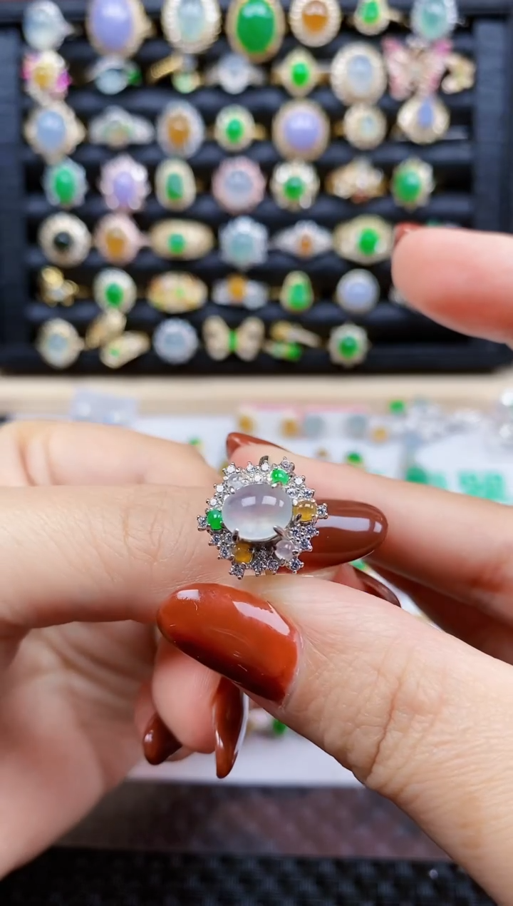 银S925镶嵌戒指翡翠279