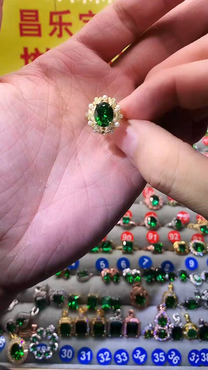 【闪购商品】透辉石戒指银S925镶嵌1111