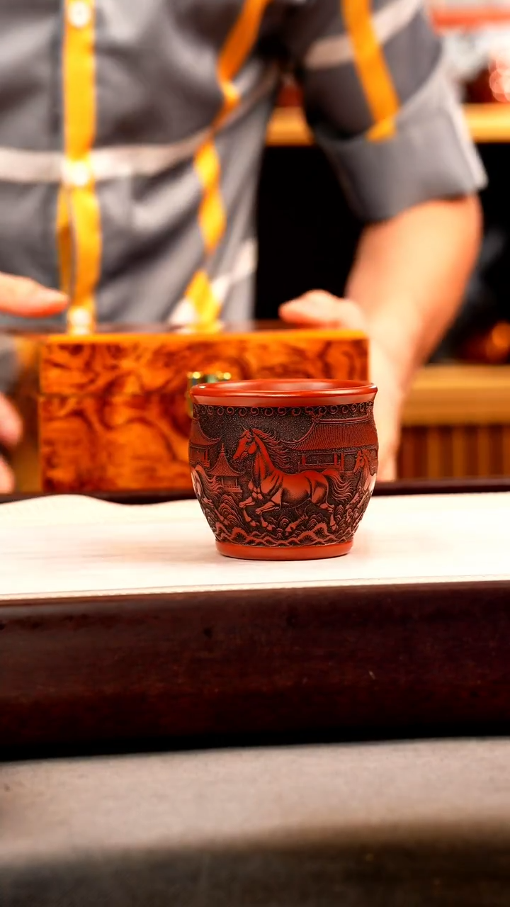 茶壶紫砂大红袍 马到成功主人杯