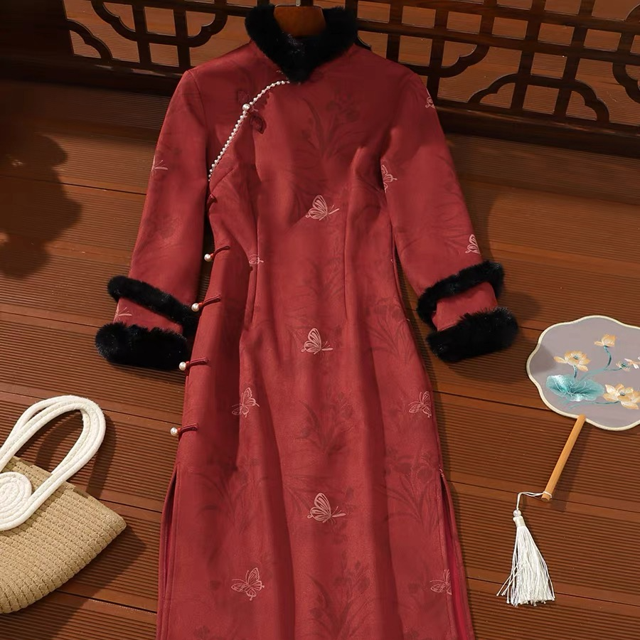 长裙旗袍气质婚礼ins中长款优雅风少女新中式日常