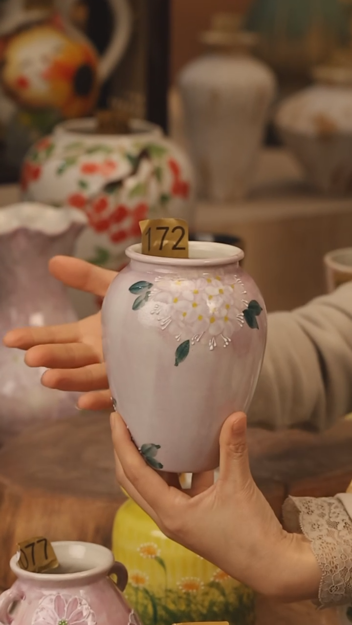 陶瓷景德镇设计师手作花器摆件侘寂风@M172@