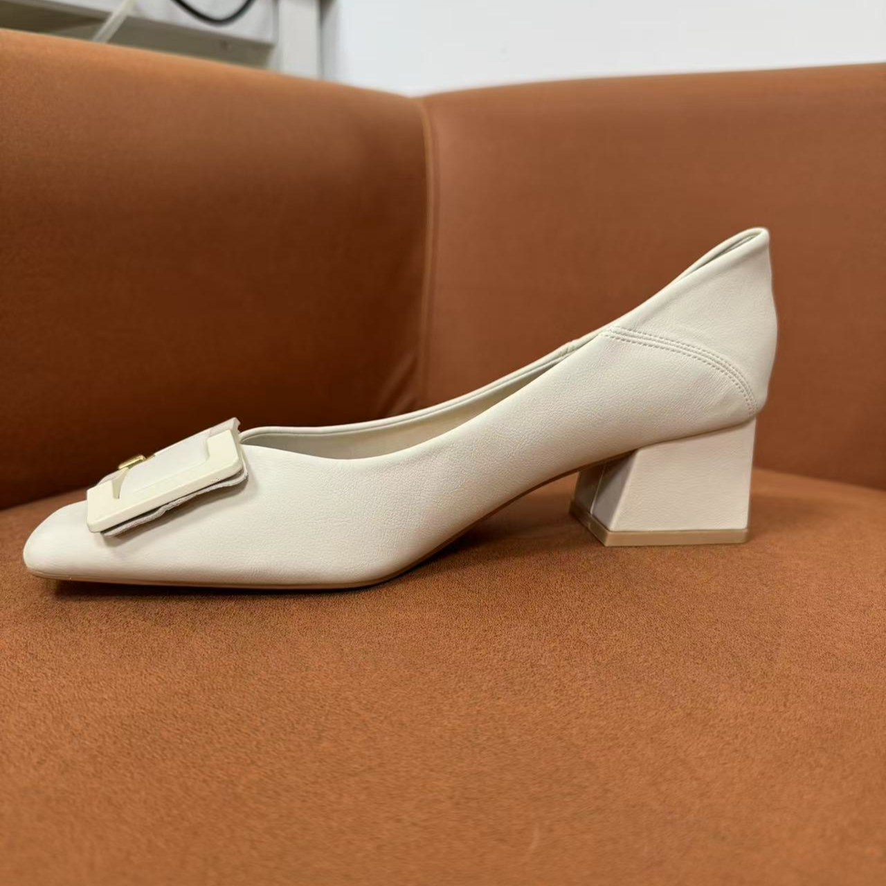 H563-2法式方头真皮小皮鞋2024春季新款可两穿通勤工作鞋女鞋