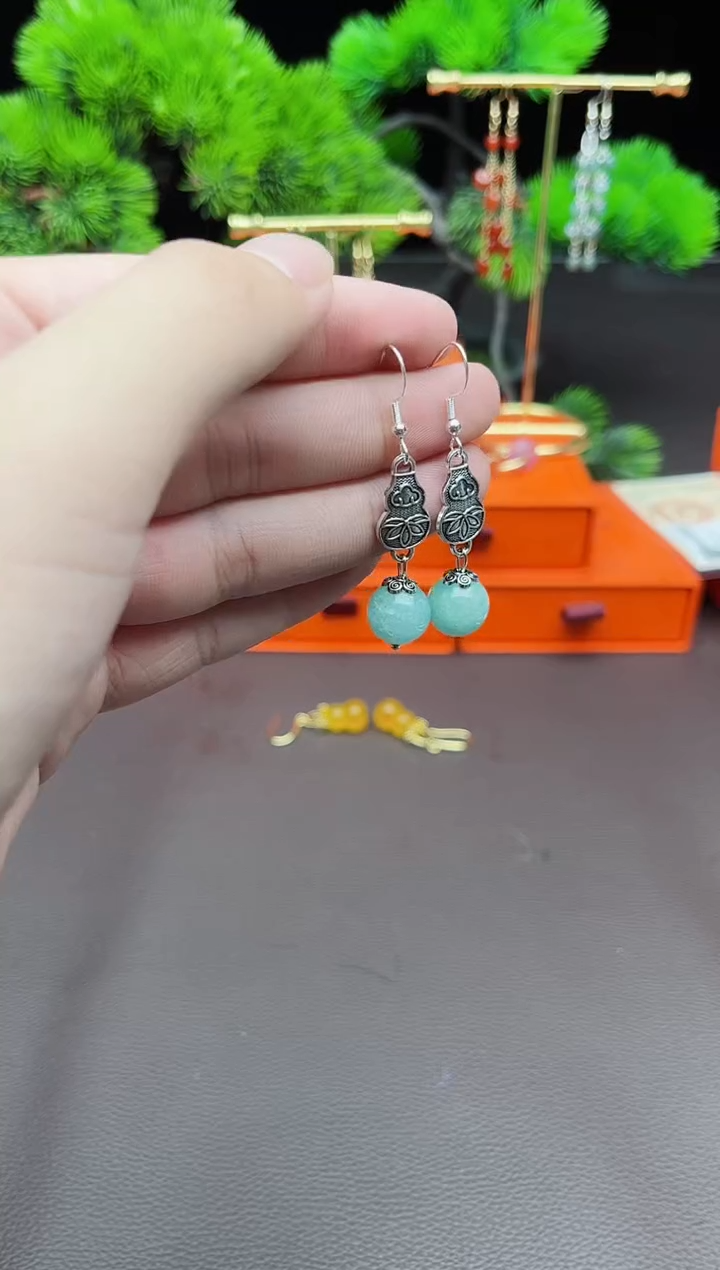 玛瑙/玉髓耳饰银S925镶嵌416       