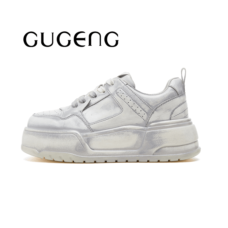 圆头中跟松糕鞋系带时尚休闲鞋春季厚底时尚潮鞋低帮  6008