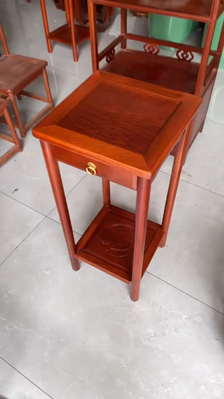 紫檀木类家具80高带抽花架