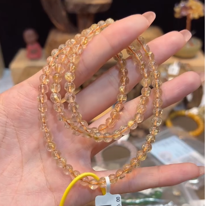 Nuanyan/暖言三圈黄发晶水晶手串5mm+素圈0334多样性发一