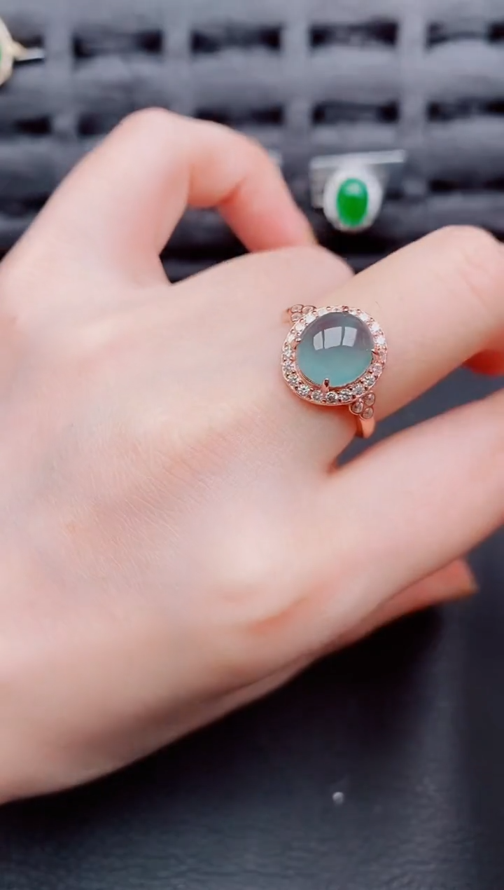 【闪购商品】翡翠戒指银S925镶嵌天然a货翡翠794