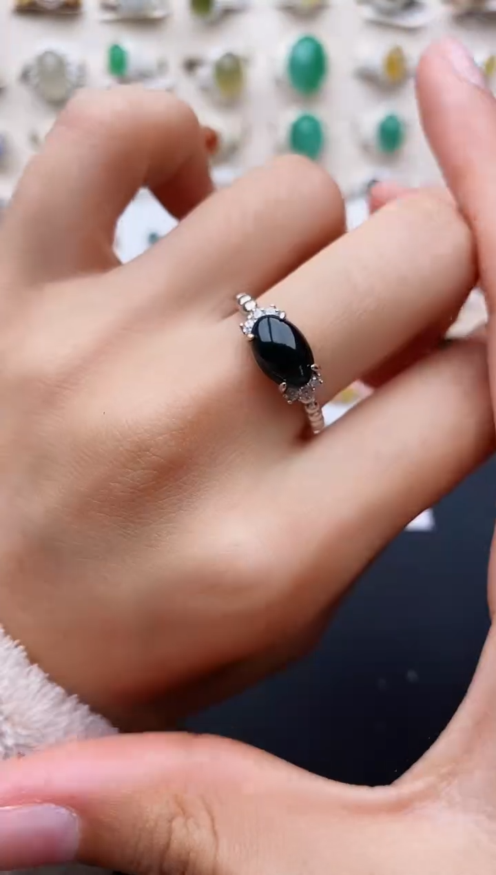 【闪购商品】翡翠戒指银S925镶嵌缅甸翡翠