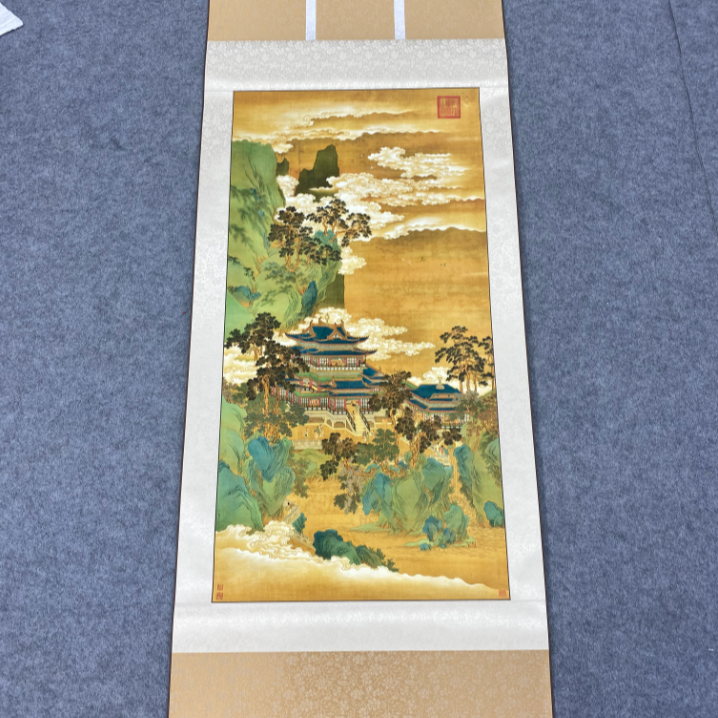 宋代赵伯驹《仙山楼阁图》180客厅·书房·茶室高清数字微喷软装挂画