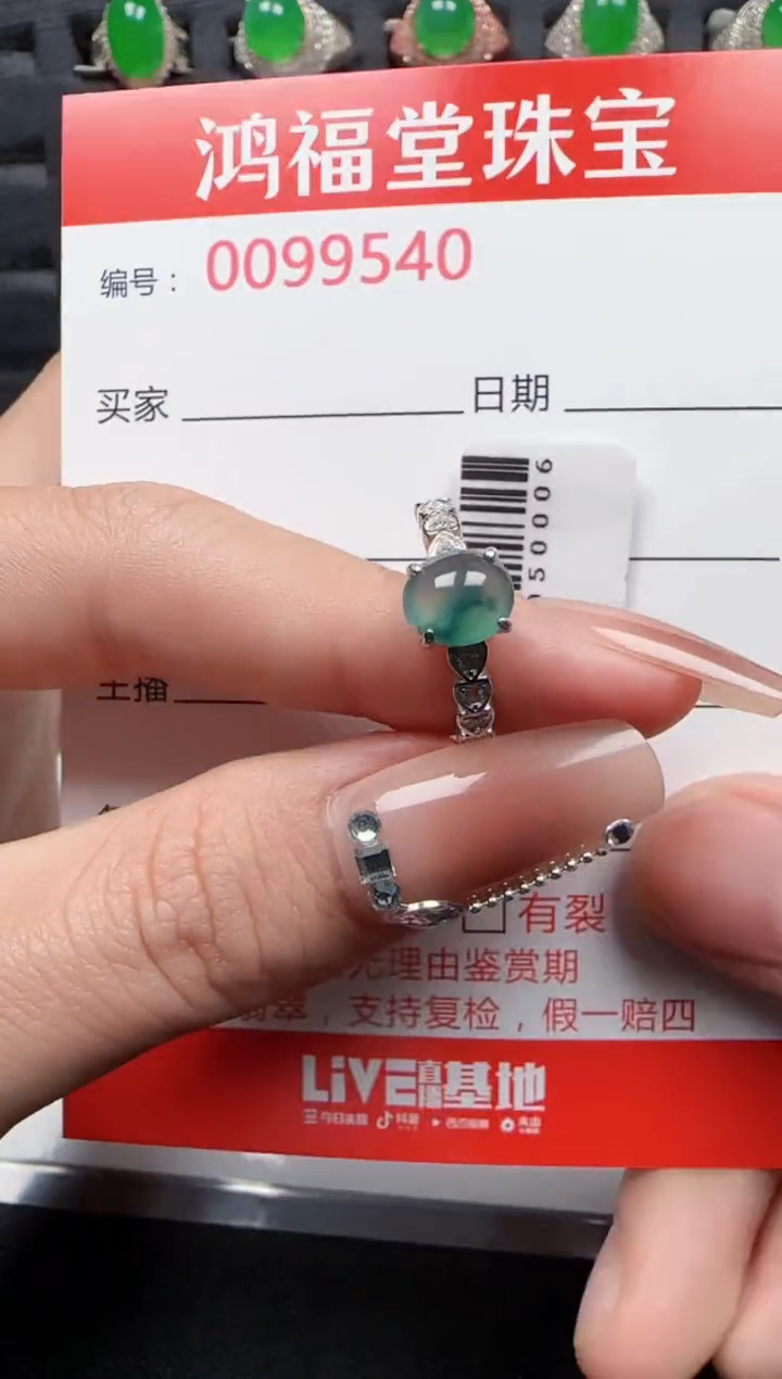 【闪购商品】翡翠戒指银S925镶嵌9540