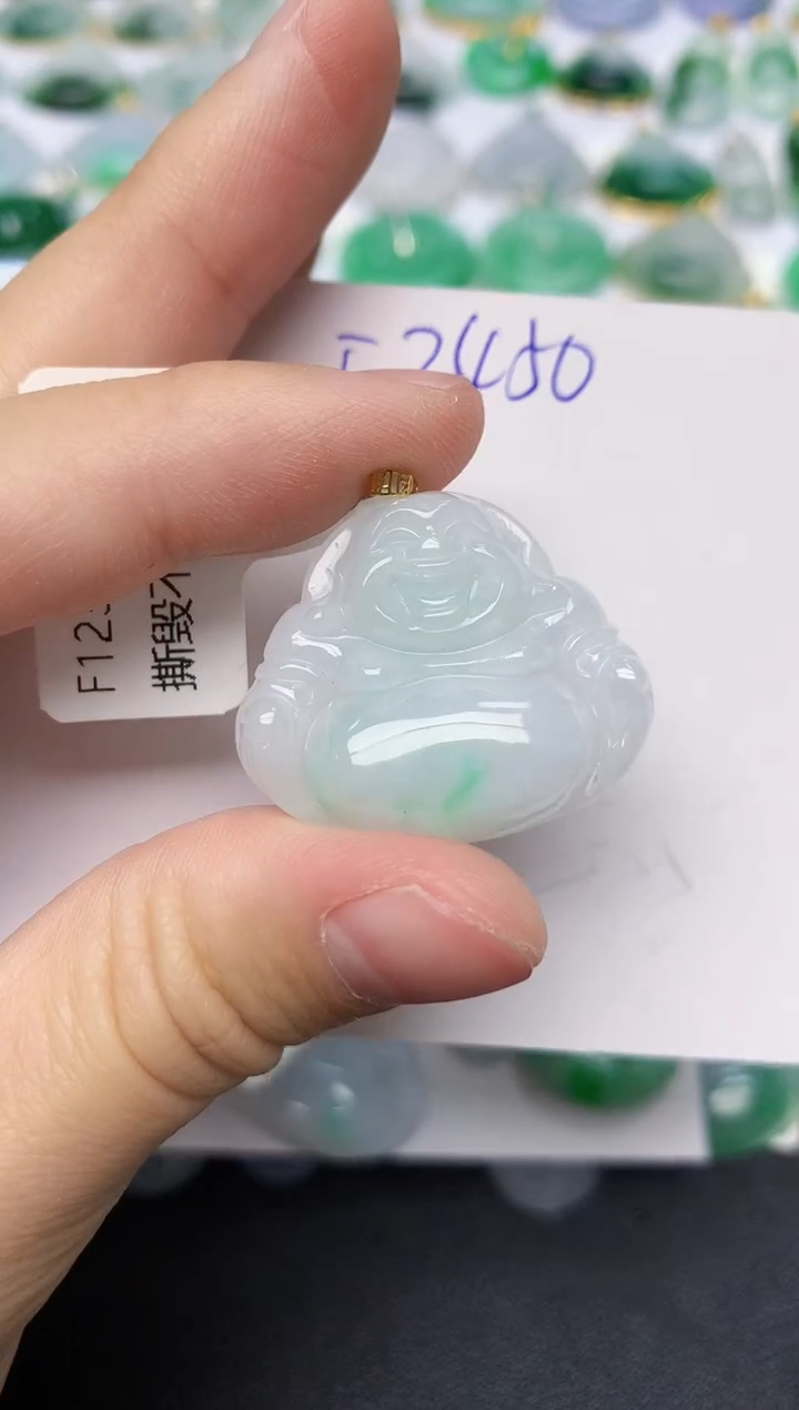 颈饰18K金镶嵌翡翠 天然缅甸A货翡翠百元以上9元证书费自理