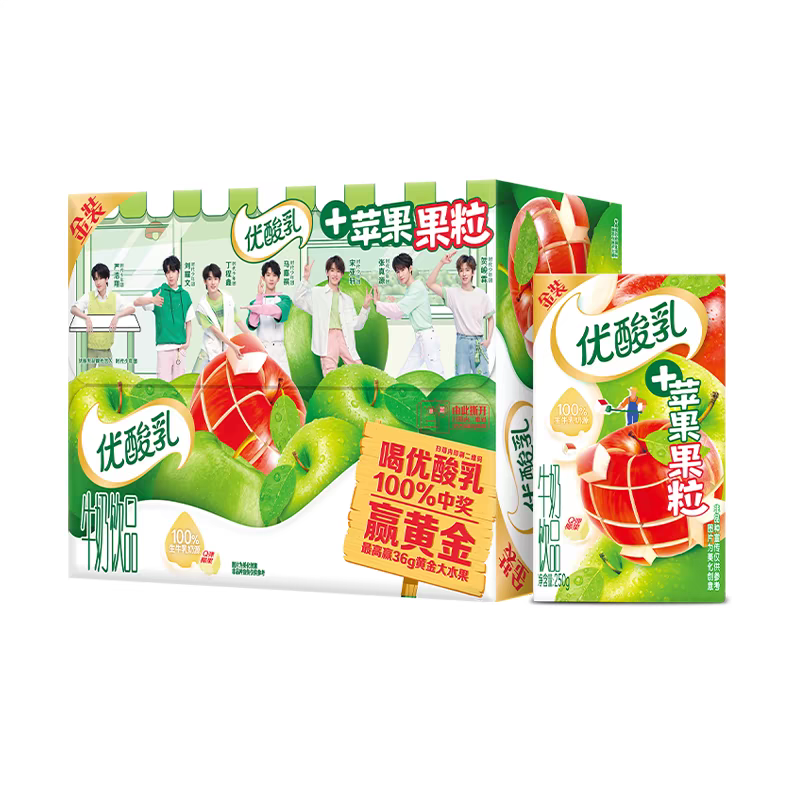 2月优酸乳金装苹果果粒酸奶饮品250ml*16