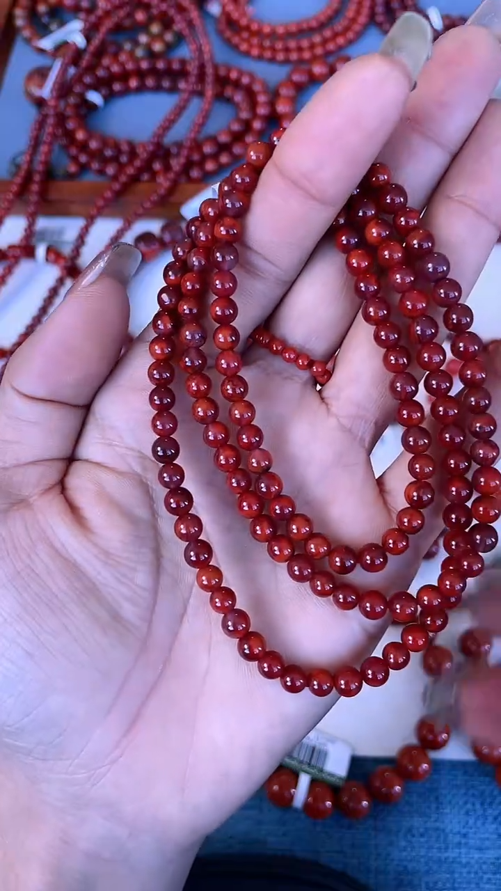 未镶嵌手串南红玛瑙N22凉山瓦西料双锦满牛血多圈