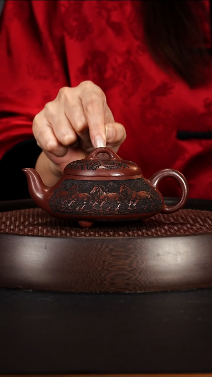 茶壶紫砂宜兴紫砂壶金龙血砂马到成功汉棠石瓢260cc