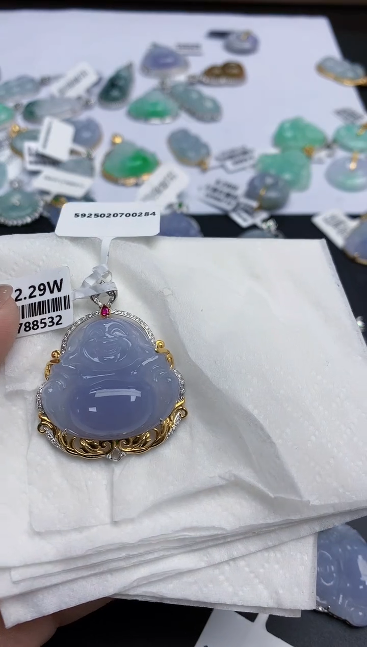 【闪购商品】翡翠颈饰18K金镶嵌天然缅甸翡翠A货