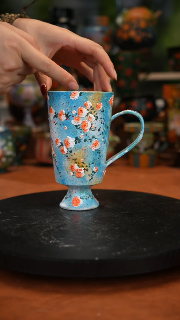 紫砂油画釉下 彩手绘