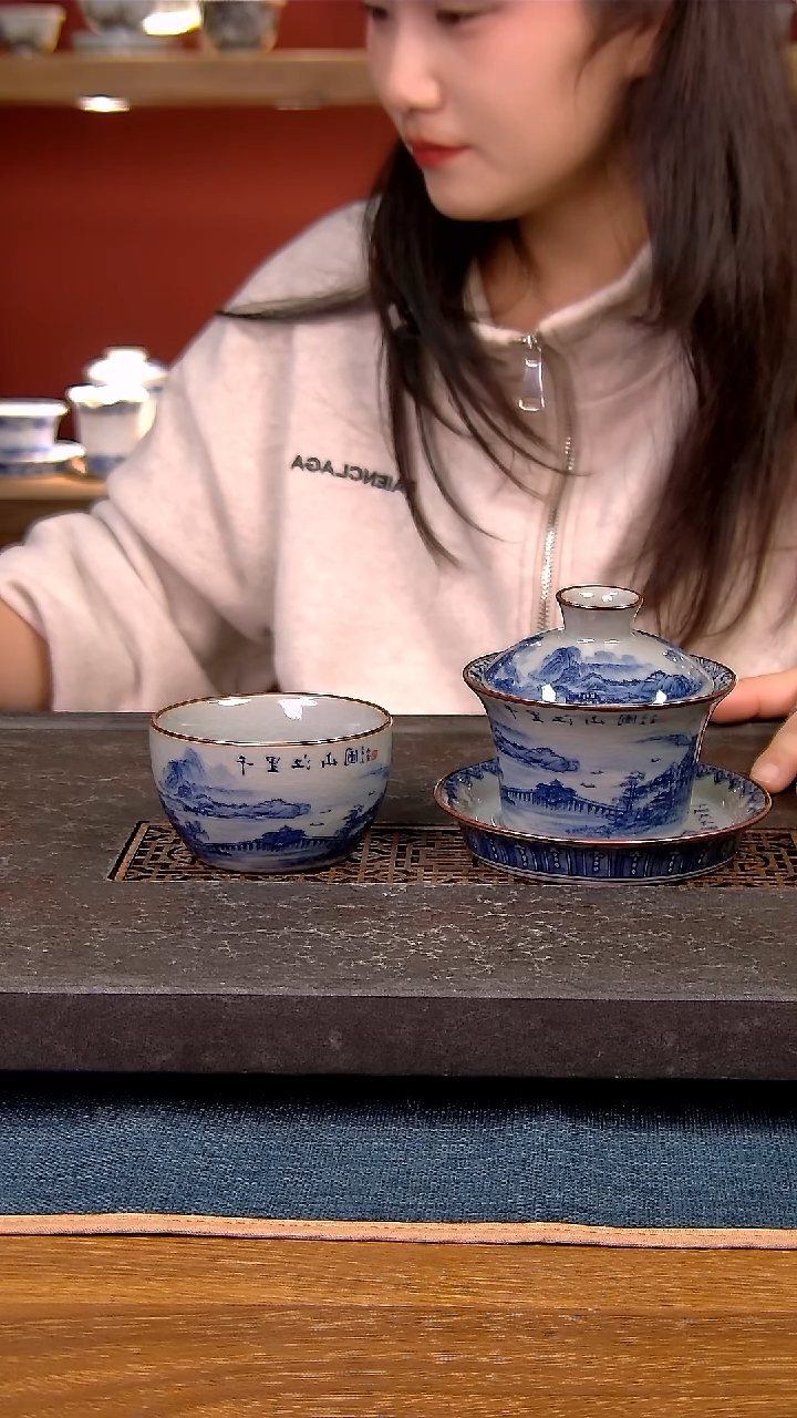 简装家用款2件套 老陶泥开片纹陶瓷茶具