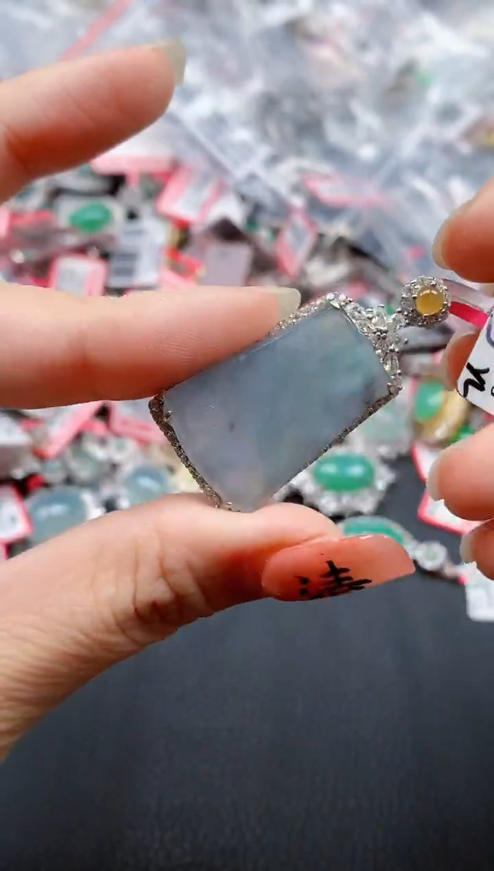 银S925镶嵌戒指翡翠天然A货缅甸翡翠