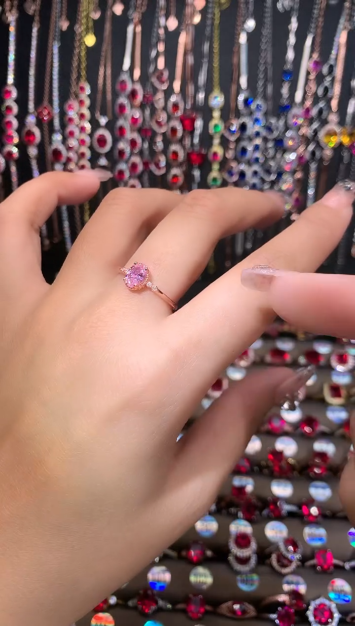 【闪购商品】蓝宝石戒指银S925镶嵌玫瑰金