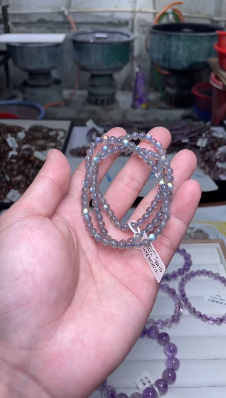 【闪购商品】长石手串未镶嵌灰月光多圈4多样性发其一