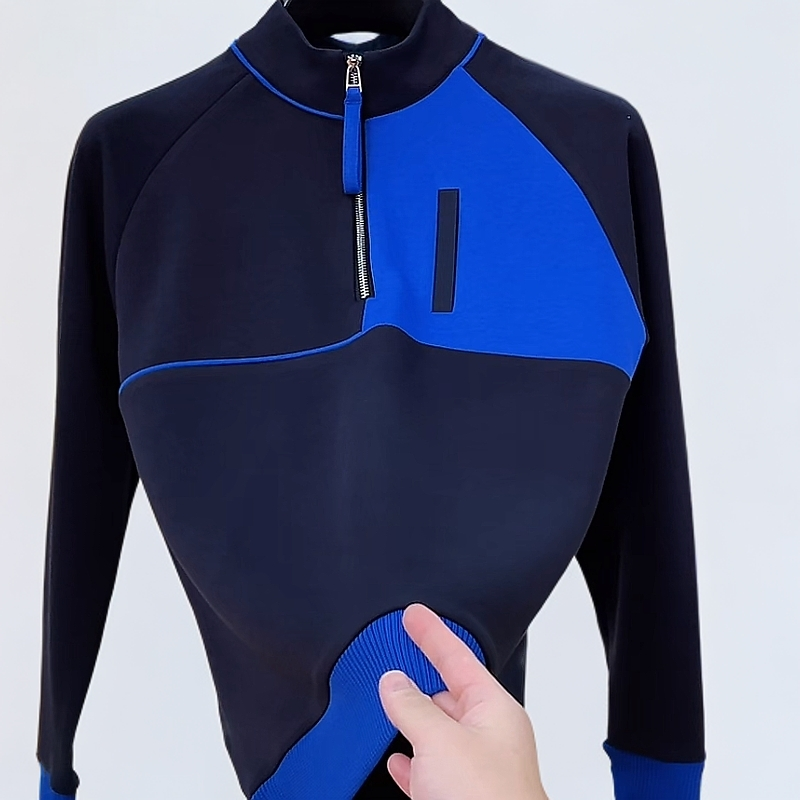 新款保暖拼接休闲长袖运动时尚户外立领半拉链打底套头男装卫衣