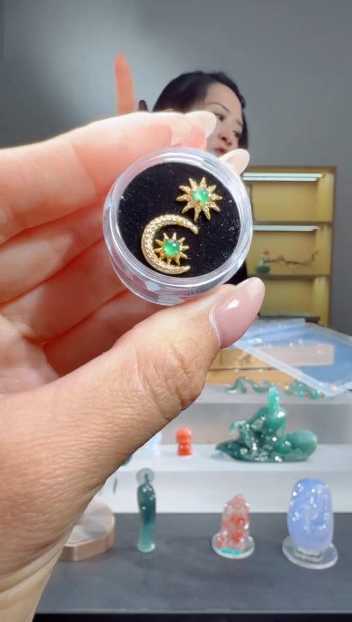 银S925镶嵌翡翠耳饰耳饰（多样性发其一）