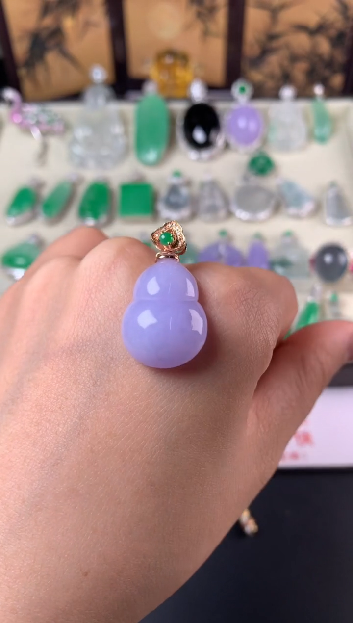 吊坠(不含链)18K金镶嵌翡翠吊坠