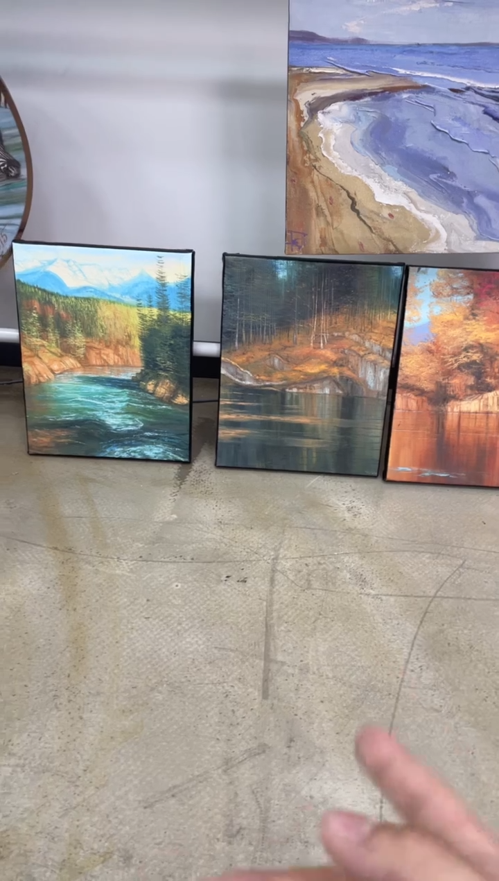 俄美协画家原创油画春夏秋冬四幅