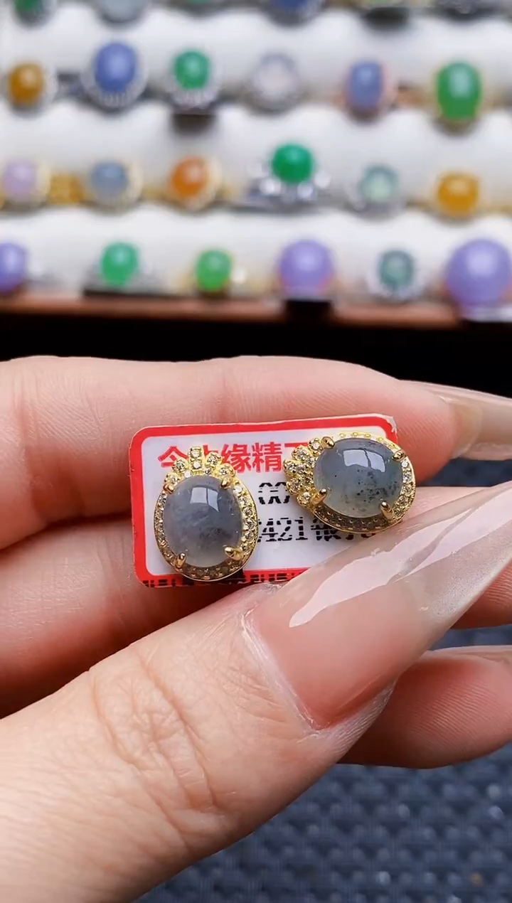 银S925镶嵌戒指翡翠9723