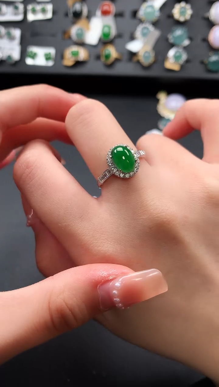 【闪购商品】翡翠戒指银S925镶嵌521412