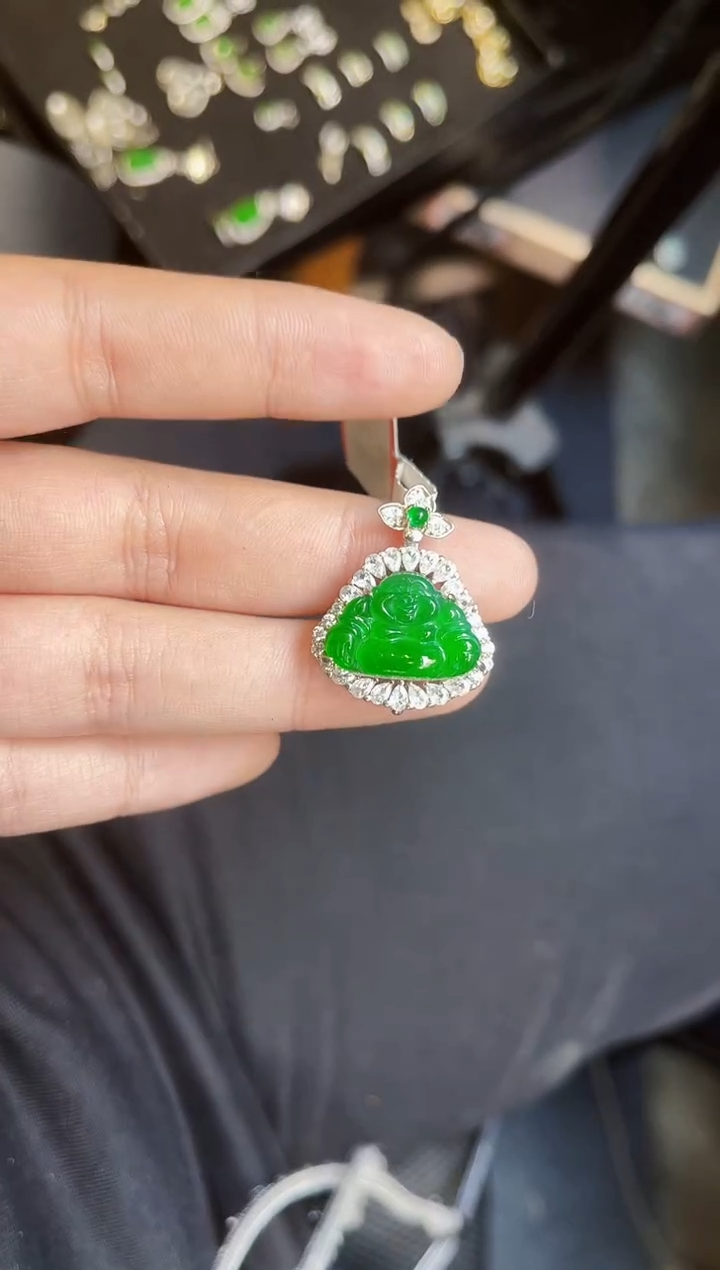 【闪购商品】翡翠银S925镶嵌吊坠(不含链)佛公