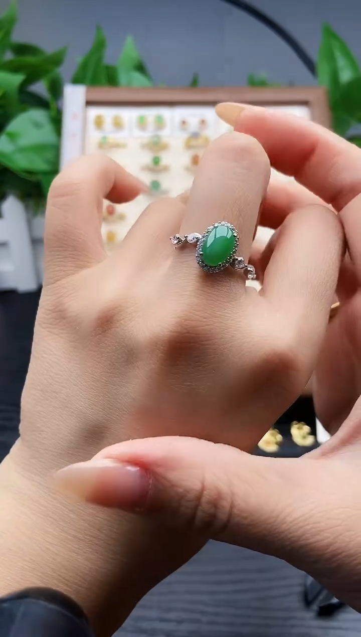 银S925镶嵌戒指翡翠12